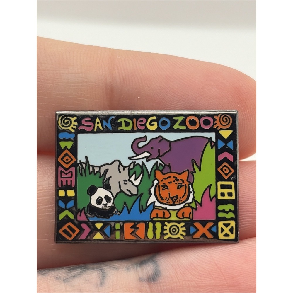 San Diego Zoo Tiger Elephant Panda Rhino Cartoon Cute Lapel Hat Pin